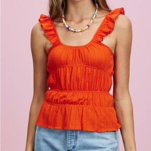 Topshop Textured Frill Shoulder Cami
